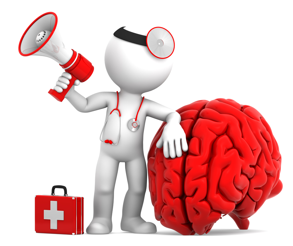 Medic With Megaphone And Big Red Brain